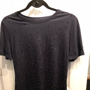 Navy sequined T-shirt.